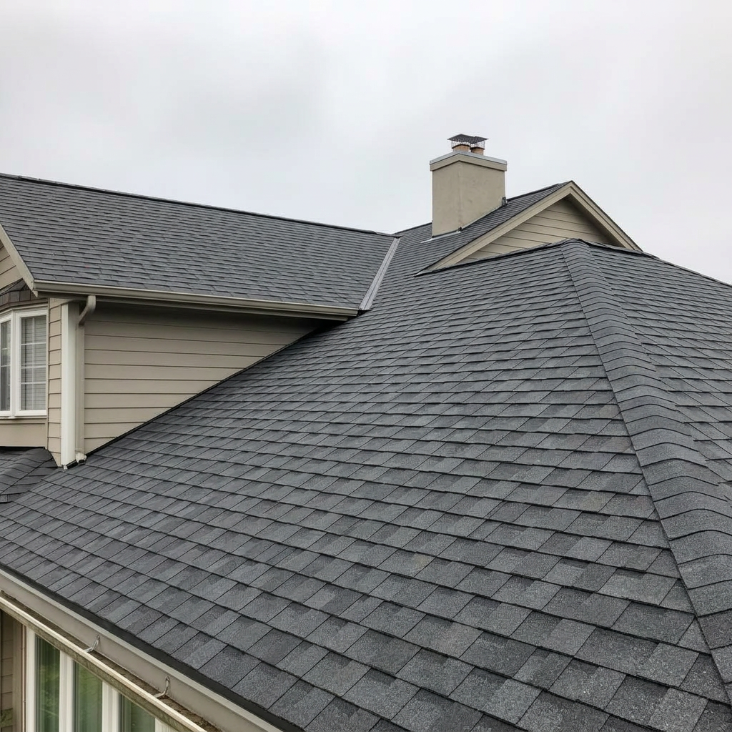 Same home with a brand new architectural shingle roof installed